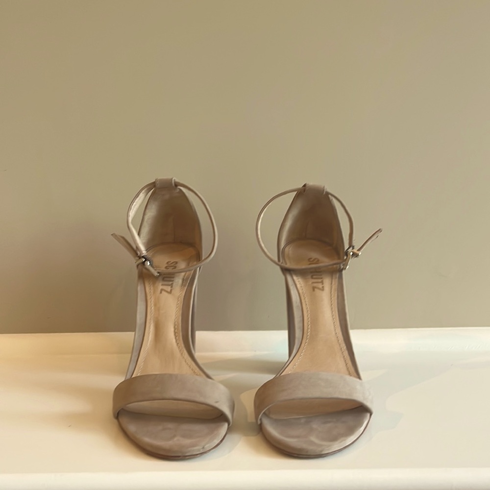 Schutz nude block heeled sandals